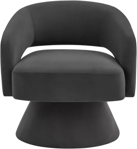 Vista 3 de 24KF Moderno sillón giratorio de 360 grados, cómoda silla de barril de terciopelo para sala de estar y dormitorio, silla redonda giratoria