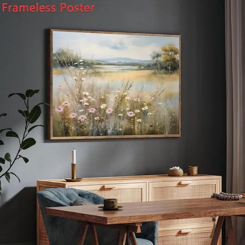 Vista 4 de BACKYMRJCART Arte de pared de paisaje vintage, pinturas de flores silvestres, paisaje de flores silvestres, 16 x 24 pulgadas, sin marco