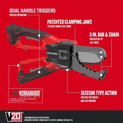 Vista 3 de CRAFTSMAN V20 - Lopper inalámbrico, 6 pulgadas, solo herramienta desnuda (CMCCSL621B)