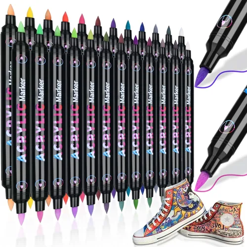 Vista 10 de Bolígrafos de pintura acrílica de 168 colores, paquete de 84 rotuladores de pintura acrílica de doble tono para pintura de rocas, puntas de doble