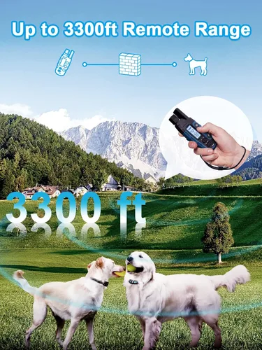 Vista 2 de Bousnic Collar de entrenamiento con choque para perros, para 2 perros (2.3-54.4 kg) - Collar de entrenamiento impermeable de 1005 m (3300 pies)
