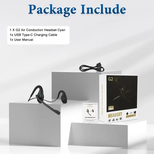 Vista 9 de BANIGIPA G2 Cyan - Auriculares inalámbricos Bluetooth con micrófono con cancelación de ruido, 270 giratorios, cómodos, batería de larga duración