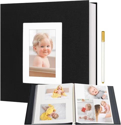 Vista 20 de Vienrose Álbum de fotos autoadhesivo para fotos de 2 x 3, 4 x 6, 5 x 7, 8 x 10 pulgadas, 40 páginas en blanco, cubierta de lino, libro de recuerdos
