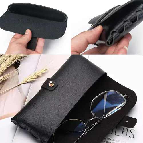 Vista 5 de Onrtry Funda de cuero suave para gafas de PVC con hebilla de uñas de PVC, bolsa de gafas de sol