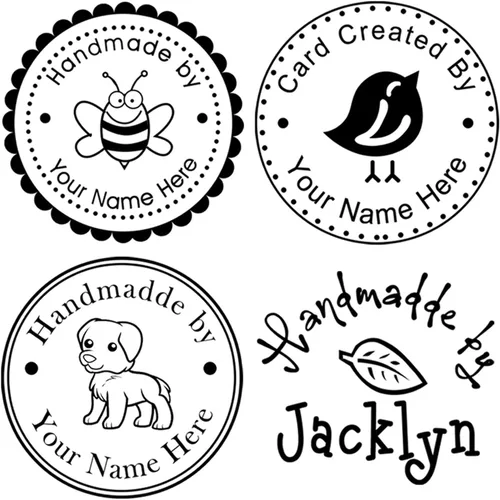 Vista 8 de Sellos personalizados personalizados – Sello hecho a mano redondo 1-5/8 pulgadas de diámetro Cute Bee