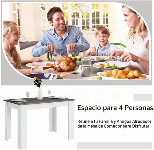 Vista 7 de Giantex Mesa de comedor de madera, mesa de cocina moderna para 4, mesa de comedor rectangular para cocina, comedor, sala de estar, muebles