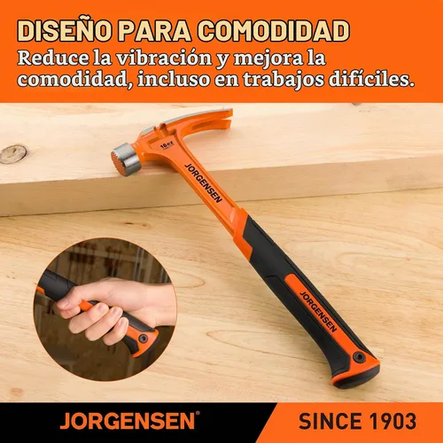 Vista 4 de JORGENSEN Martillo de garra forjado de una sola pieza de 16 oz con soporte magnético para clavos Magnetic Nail Holder, Rip Claw Hammer, Milled