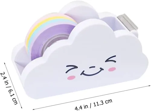 Vista 5 de Toddmomy 2 dispensadores de cinta de nube, dispensador de cinta de escritorio de dibujos animados con cinta arcoíris para niños y adultos