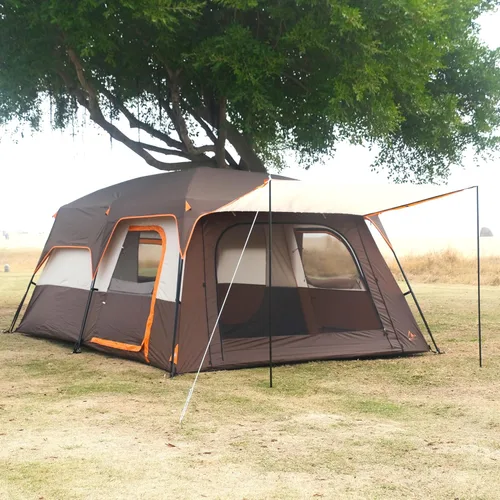 Vista 11 de KTT Extra Large Tent 6-12-14 Person,Family Cabin Tents,2 Rooms,3 Doors and 3 Windows with Mesh,Straight Wall,Waterproof,Double Layer,Big Tent for