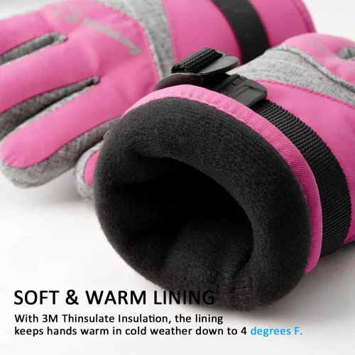 Vista 3 de Walsking Guantes de invierno para niños, resistentes al agua, para esquí, clima frío, aislados, para snowboard, para niños, niñas y jóvenes