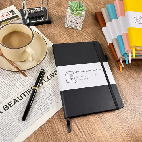 Vista 6 de Diario para cuaderno, cuaderno rayado con rayas universitarias A5, 160 páginas, diarios de tapa dura para escribir, cuadernos para el trabajo