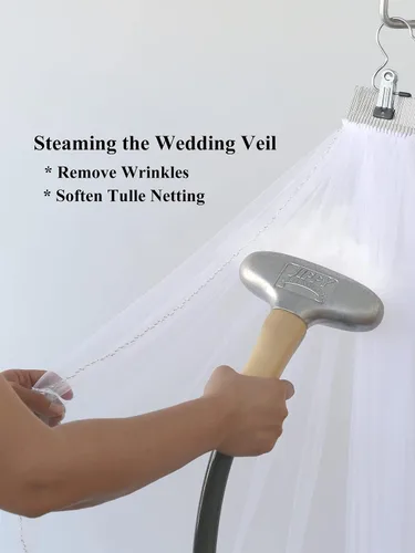 Vista 6 de 2T 2 niveles Sattin Rattail Cord Edge velo de novia
