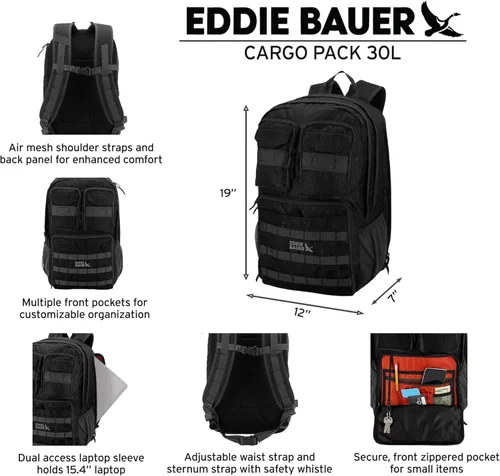 Vista 2 de Eddie Bauer Mochila táctica de carga Aventura Resistente Exterior Resistente al agua Poliéster 600D, Bronce antiguo, 30 L