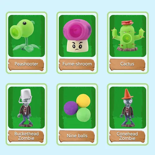 Vista 5 de Maikerry 5 piezas de PVZ serie 2 juguetes personajes de muñeca de vinilo suave plástico duro puede lanzar figuras, grandes regalos para niños