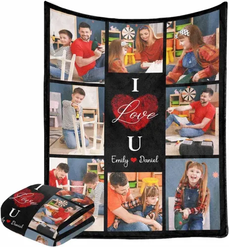 Vista 12 de Manta personalizada para el Día del Padre de parte de los niños, manta personalizada con fotos de Best Dad Ever, regalo de cumpleaños para papá