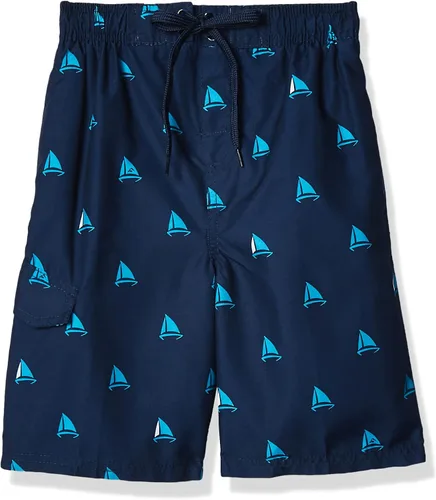 Vista 3 de Kanu Surf Boys' Tahiti Boys Swim Trunks with UPF 50+ Sun Protection-Quick Dry Boys Swimsuit Baja Azul Marino/Verde