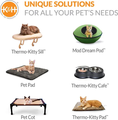 Vista 7 de K&H Pet Products Thermo-Kitty Bed Deluxe - Cama Calefactada de Lujo para Gatos Grandes - Cama Calefactada para Mascotas de Interior para Perros