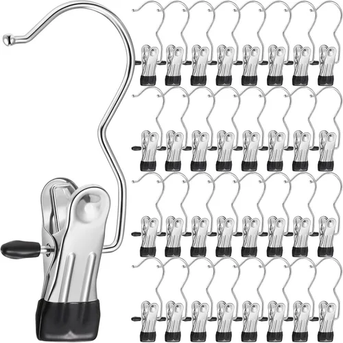 Vista 16 de Yinder Ganchos Colgadores para Botas Clips Ganchos de Lavandería Colgantes de Acero Inoxidable Pinzas para Ropa Colgadores Portátiles para Armario