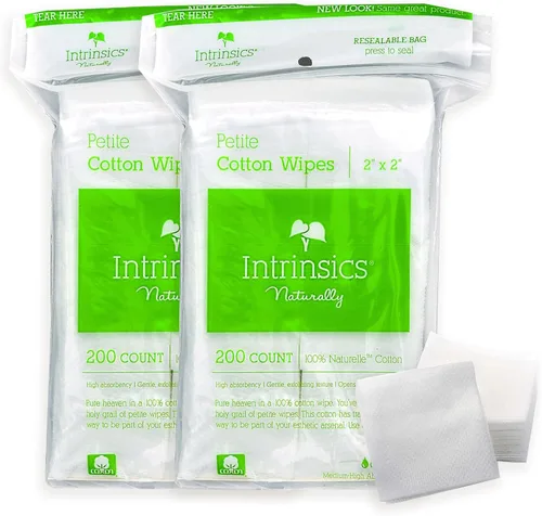 Vista 8 de Intrinsics Pequeños cuadrados de algodón de 2 x 2 (200 unidades) Almohadillas de algodón de 4 capas para eliminación de rostro y maquillaje