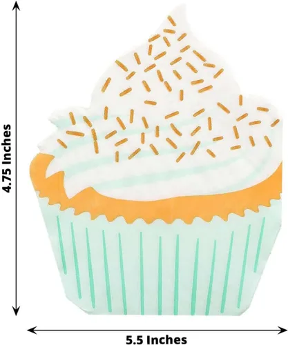 Vista 3 de Efavormart - Paquete de 20 servilletas de cóctel con forma de cupcake, servilletas de papel decorativas de 2 capas para fiestas de cumpleaños, temas