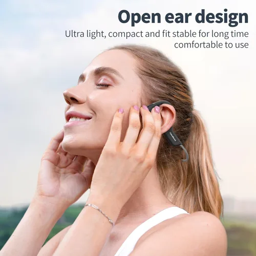 Vista 2 de Auriculares de conducción ósea Bluetooth, auriculares inalámbricos impermeables IPX7 mejorados, auriculares abiertos Bluetooth 5.3 con micrófono