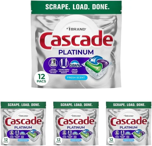 Vista 11 de Cascade Platinum Cápsulas para lavavajillas, detergente para lavavajillas, jabón detergente para platos, fresco, 12