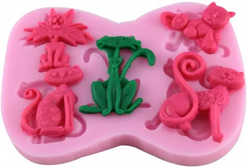 Vista 4 de Molde de silicona con forma de gato pequeño, molde de pasta de goma para gatito, chocolate, caramelo, magdalena, herramientas de decoración