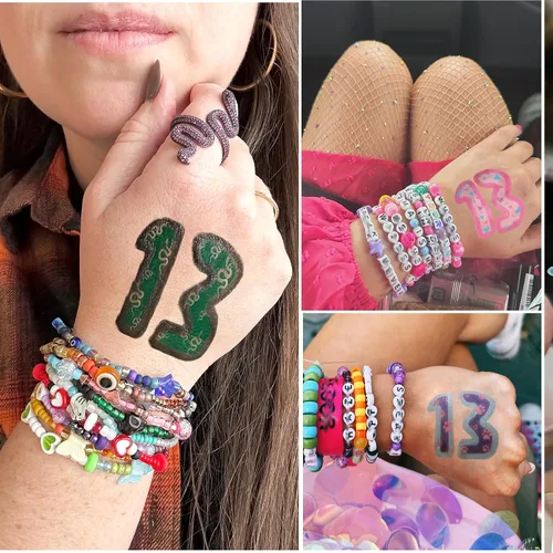 Vista 2 de 30 piezas de mercancía de concierto, 13 tatuajes temporales, 13 tatuajes, tatuajes de manos, tatuajes temporales de estrella, accesorios
