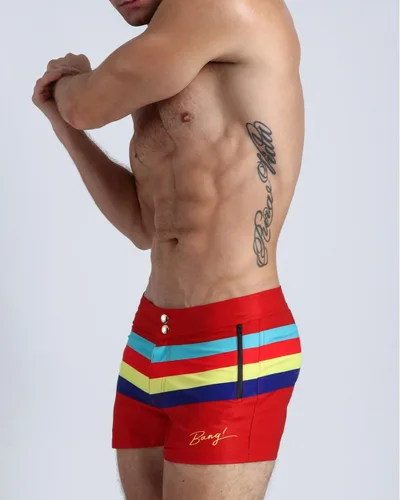Vista 3 de Bang Men's Swimwear - Beach Shorts - Stretchy Quick-Dry All-Use Premium Swimsuit Trunk Square Cut