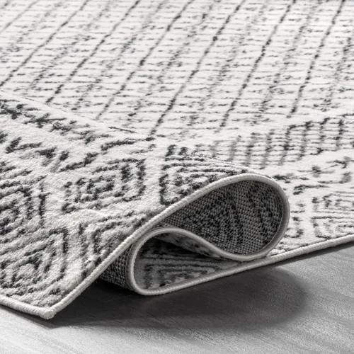 Vista 6 de nuLOOM Arabella Alfombra contemporánea con bordes, 4 x 6 pies, gris claro