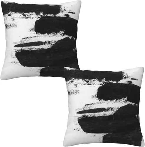 Vista 14 de Lcokin - Fundas de almohada decorativas con rayas rojas y negras abstractas, 16 x 16 pulgadas, juego de 2, funda cuadrada de cojín gris para sofá