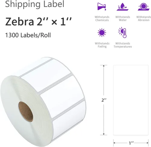 Vista 2 de AveneMark 12 rollos de etiquetas térmicas directas adhesivas de 2" x 1" para códigos de barras, direcciones postales, etiquetas de envío compatibles
