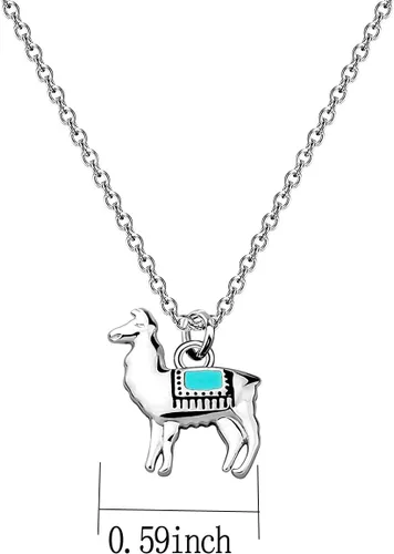 Vista 2 de BNQL Collar de llama diminuta regalo collar colgante de alpaca sin drama llama joyería