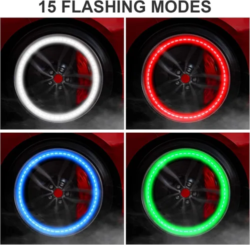Vista 6 de 12 piezas de luces de neumáticos de automóvil, válvula de rueda, luces de tapa de lámpara de techo, luces LED solares para neumáticos, luces