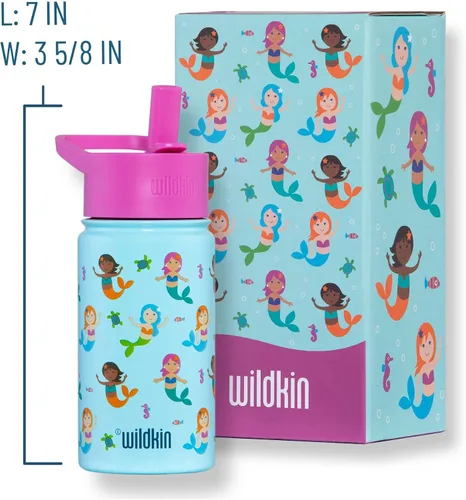 Vista 9 de Wildkin Paquete de mochila de 16 pulgadas con botella de agua reutilizable de acero de 14 onzas (sirenas)