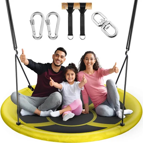Vista 8 de Everyfun Columpio de Árbol Tipo Platillo Volador de 43" para Niños y Adultos, Capacidad de Peso de 700 libras, Columpio Platillo Volador Impermeable