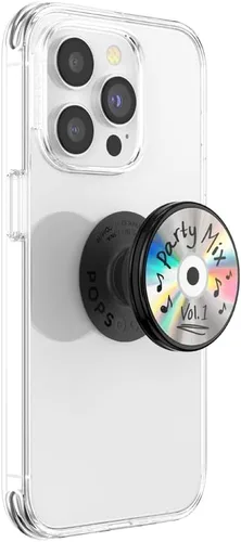 Vista 2 de PopSockets - Agarre para teléfono con soporte expandible, agarre adhesivo - Backspin Party Mix CD