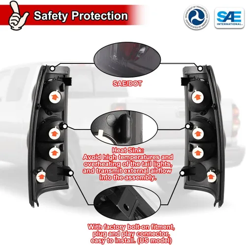 Vista 6 de Nixon Offroad Luces traseras para Chevy Silverado 1500 2500 3500 1999-2006 / GMC Sierra 1500 2500 3500 1999-2002 Luces traseras LED de repuesto