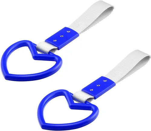 Vista 21 de 2 anillos Tsurikawa en forma de corazón, correa de mano para parachoques trasero, asa de corazón Janpanese para automóviles, SUV, metro, autobús