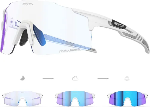 Vista 10 de SCVCN Gafas de ciclismo fotocromáticas deportivas para hombres y mujeres, gafas de sol para bicicleta MTB, protección UV400, marco TR90
