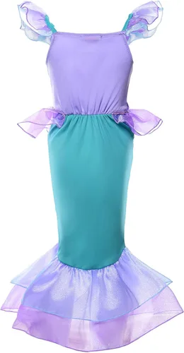 Vista 3 de JerrisApparel Disfraz de sirena de princesa para niñas, vestido de fiesta de cosplay