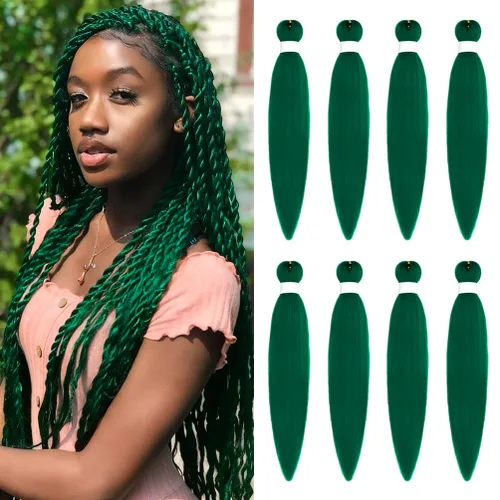 Vista 25 de 8 paquetes de extensiones preestiradas - 16 pulgadas de cabello trenzado premium, 55G/paquete, sin picazón, fijación en agua caliente, textura Perm