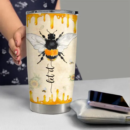 Vista 5 de SANDJEST Vaso personalizado de abeja con girasol de miel de 20oz 30oz con tapa, regalo para mujeres, niñas, hija, hermana, amantes de los animales