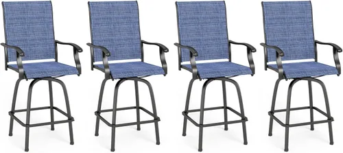 Vista 34 de MFSTUDIO - Juego de 4 taburetes giratorios para exteriores, color azul turquesa