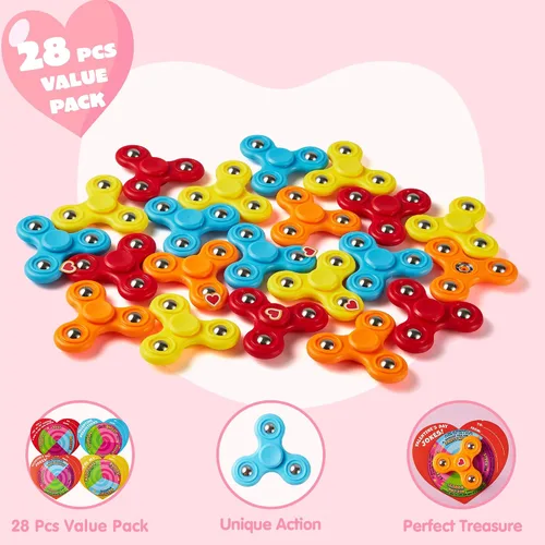 Vista 3 de JOYIN 28 unidades de juguete antiestrés con tarjetas de regalo, juguete de dedo con spinner para niños, juguete de favor de fiesta para intercambio