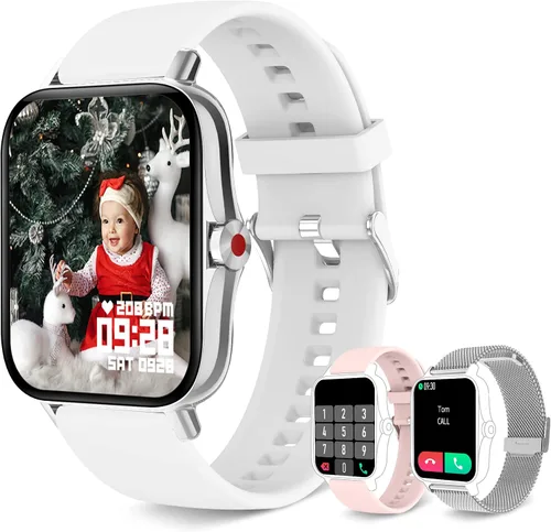 Vista 9 de Reloj inteligente para mujer (recepción de llamadas/marcación), reloj inteligente impermeable para teléfonos Android iOS de 1.7 pulgadas, pantalla
