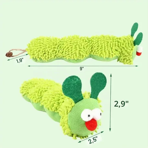 Vista 3 de Almohada de hierba gatera en forma de oruga, una bonita almohada masticable para gatos de interior de todas las edades