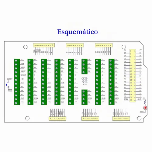 Vista 5 de Módulo de Escudo Breakout con Bloque de Terminales de Tornillo para Arduino MEGA-2560 R3