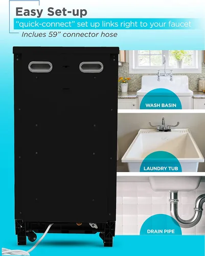 Vista 3 de LAVAVAJILLAS PORTÁTIL SOBRE RUEDAS 18" CON CAPACIDAD DE ESPACIO DE 8 PLACES DE ACERO INOXIDABLE CON CONECTO DE GRIFO BLACK+DECKER Capacidad