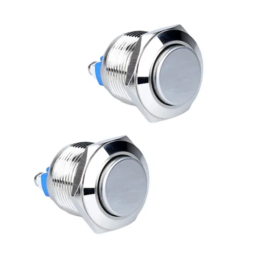Vista 14 de Paquete de 2 interruptores de botón momentáneos de metal de 0.630 in, impermeables, IP66, terminales de tornillo antivandálicos de 12 V, 24 V, 36 V